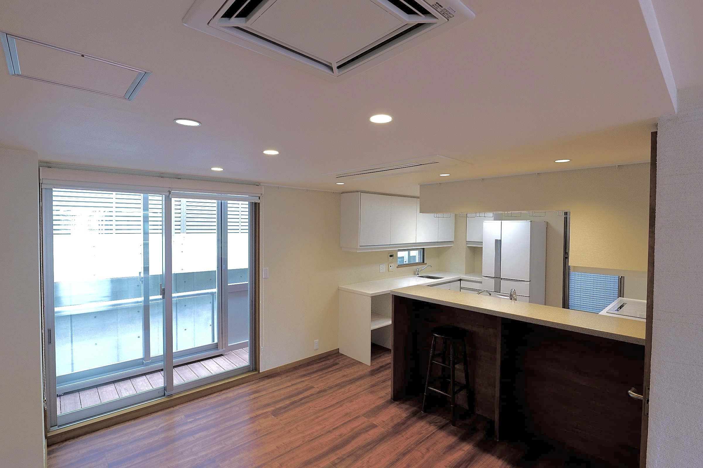 Kitchen toward the service balcony
